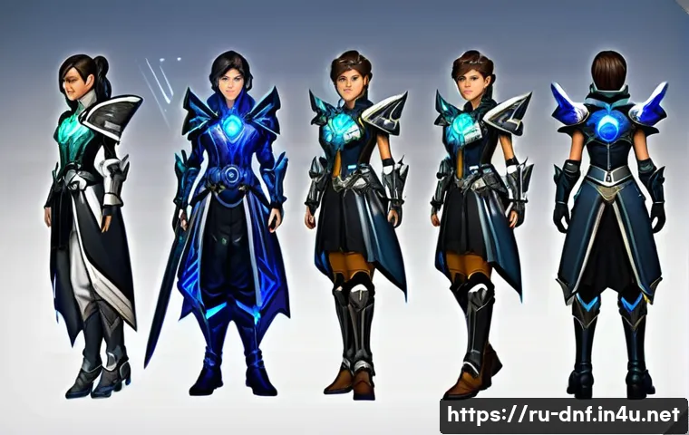 던전앤파이터 시즌제 아이템 변화 - **Prompt:** A DFO (Dungeon Fighter Online) character, a female Battle Mage, stands in a dynamic, con...